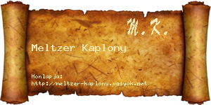 Meltzer Kaplony névjegykártya